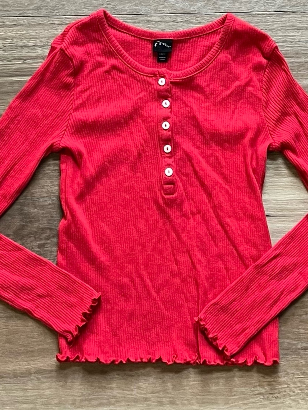 art class red Ribbed Henley Long Sleeve Top girls 10